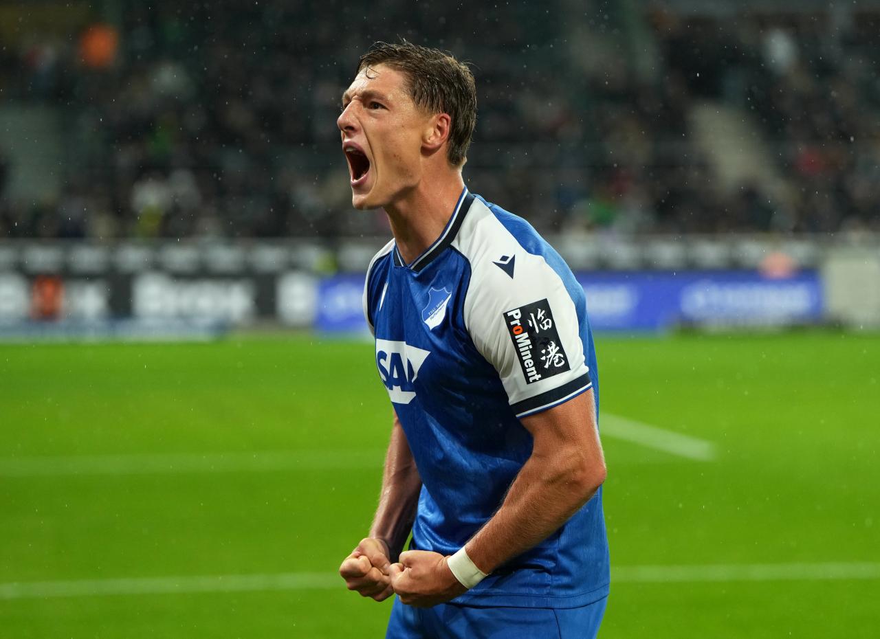 Alexander Prass after scoring for Hoffenheim against Gladbach