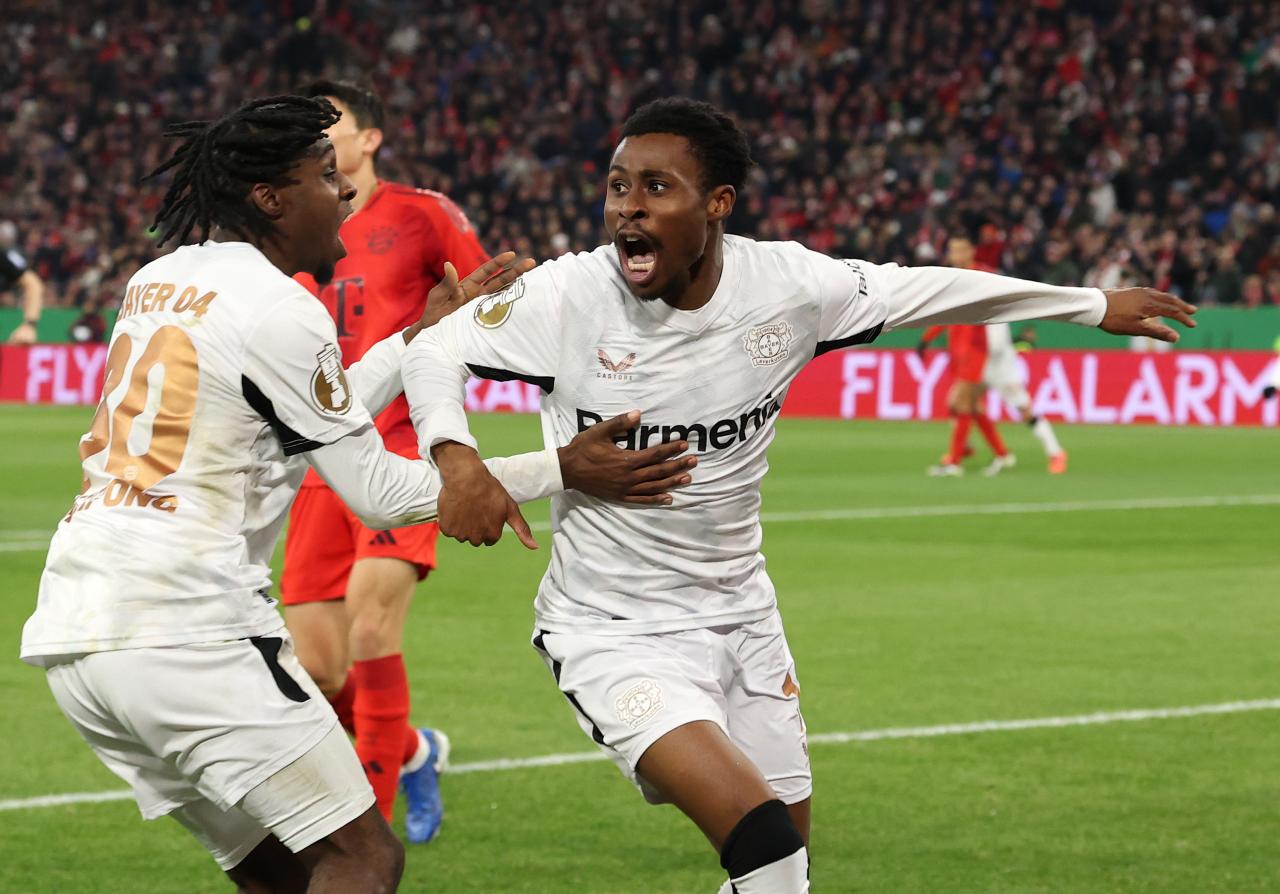 Tella all smiles after scoring Leverkusen’s winner against Bayern