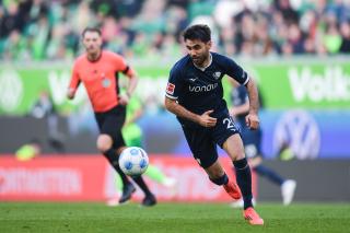 Bochum's Gerrit Holtmann in action against Wolfsburg