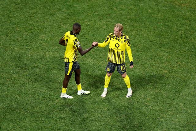 Serhou Guirassy and Julian Brandt after Dortmund's 2-1 win over Monterrey, 1. July 2025.
