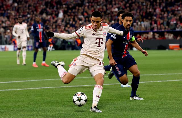 Jamal Musiala for Bayern Munich against PSG in the 2024/25 UCL.
