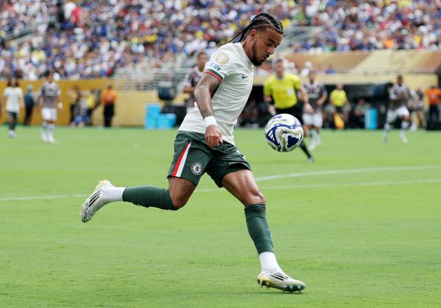 Malo Gusto in action for Chelsea at the Club World Cup.
