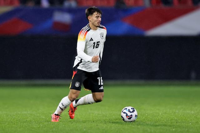 Jens Castrop in action for Germany U21 against France U21, 19. November 2024.