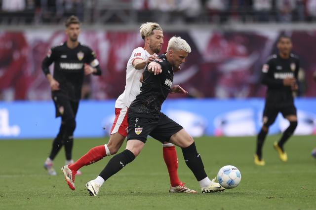Ermedin Demirovic in action for Stuttgart against RB Leipzig.