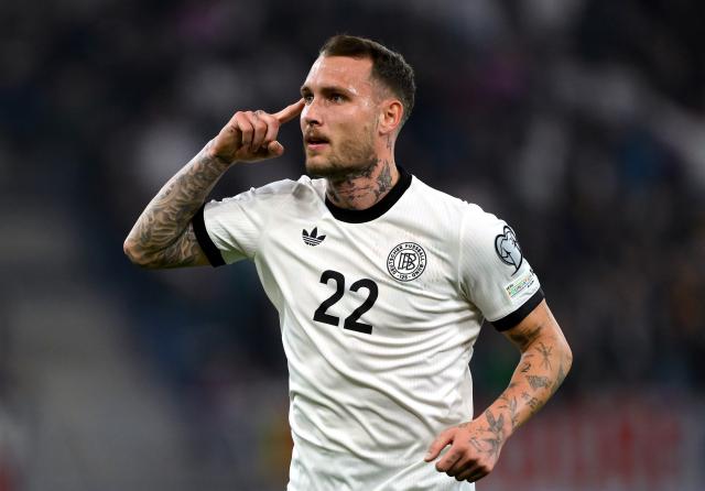 David Raum after his first goal for Germany. David Raum after his first goal for Germany.