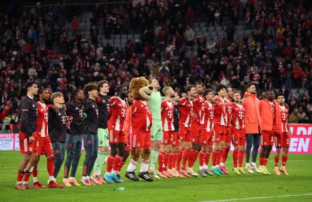 Bayern players celebrating after their win over Dortmund.