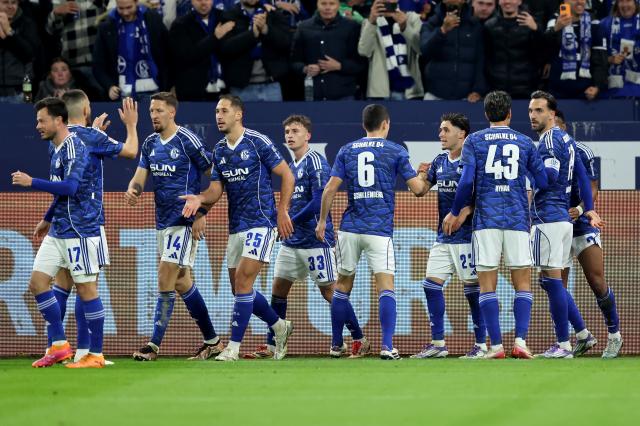 FC Schalke 04 celebrates the first goal during the 2. Bundesliga match between FC Schalke 04 and SV Darmstadt 98 FC Schalke 04 celebrates the first goal during the 2. Bundesliga match between FC Schalke 04 and SV Darmstadt 98
