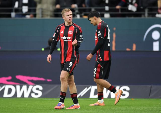 Jonathan Burkardt celebrates scoring his team's second goal during the Bundesliga match vs. FC St. Pauli