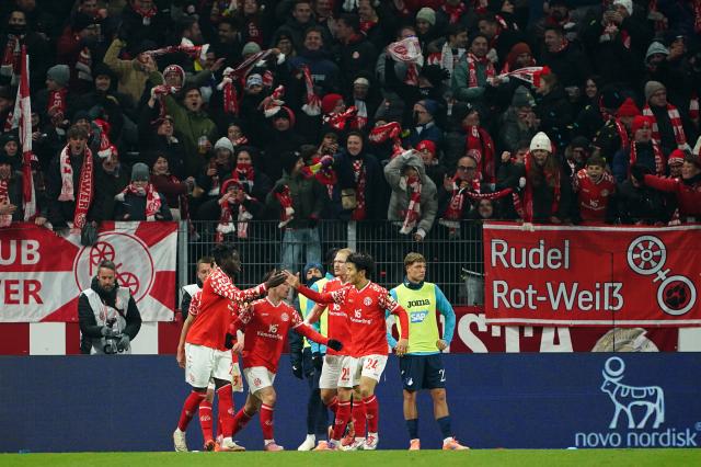Danny da Costa of Mainz 05 celebrates scoring his team's goal vs. Hoffenheim, Nov 21 2025