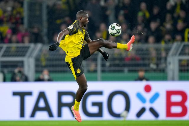 Serhou Guirassy during Dortmund's DFB Pokal clash with Leverkusen