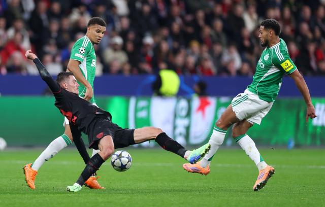 Patrik Schick being fouled by Malick Thiaw.