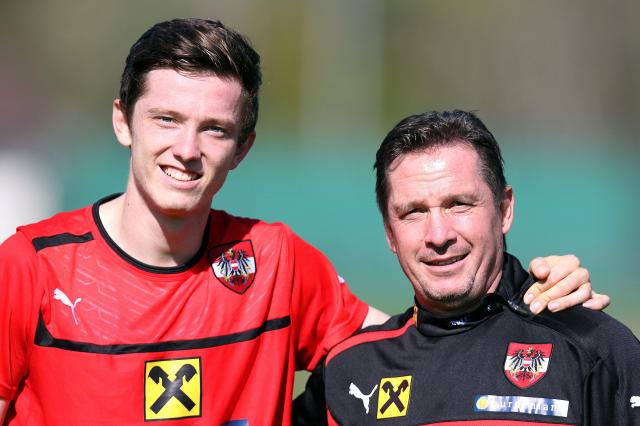 Michael Gregoritsch (left) with his father, Werner Gregoritsch.