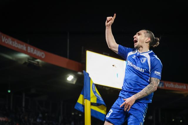 Baris Atik of Magdeburg celebrates scoring his teams second goal during the match vs. Braunschweig, 16 Jan 2026