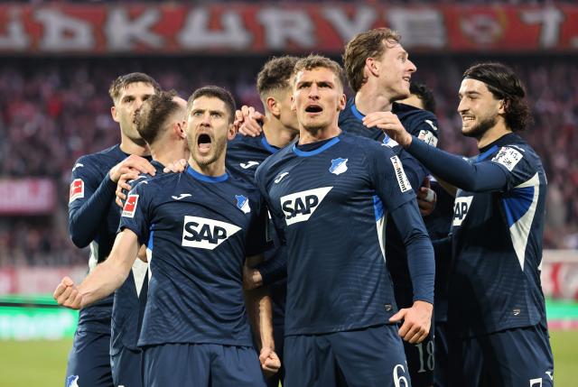 Hoffenheim players celebrating.