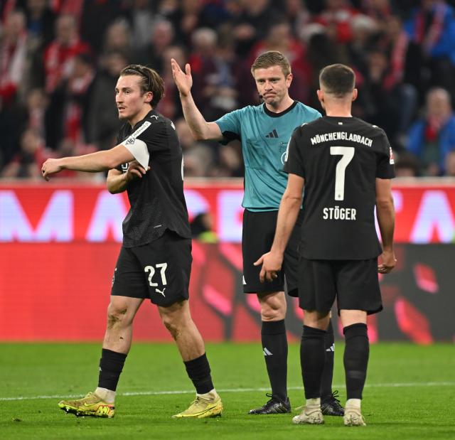 Rocco Reitz was sent off in Gladbach's defeat to FC Bayern on Friday.