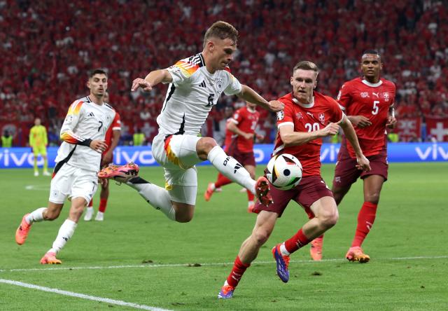Joshua Kimmich and Michel Aebischer during the Euros game