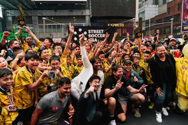 Dortmund fans attend a Street Soccer USA event 