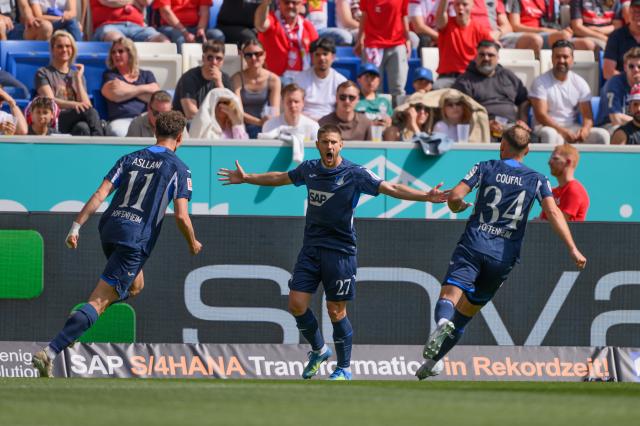 Andrej Kramarić celebrates his goal against Stuttgart.