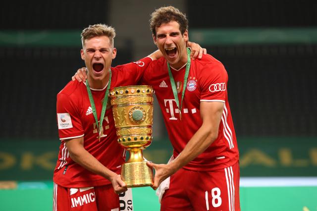 Joshua Kimmich and Leon Goretzka celebrating.