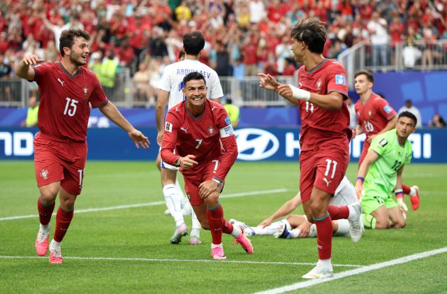 Portugal players celebrating.