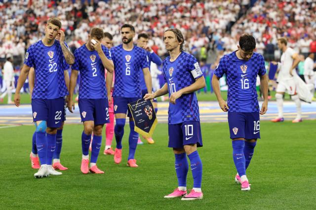 Croatian players ahead of kick-off.