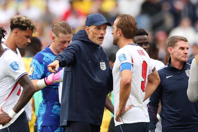 England's Thomas Tuchel and Harry Kane during the match vs. Ghana.