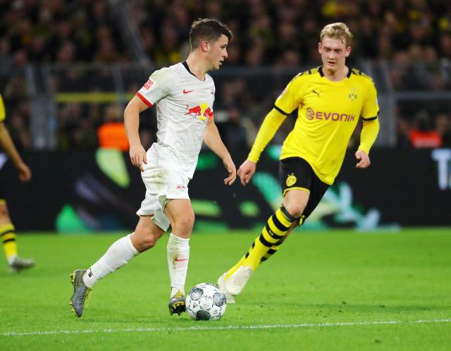 Diego Demme with Julian Brandt from Dortmund.