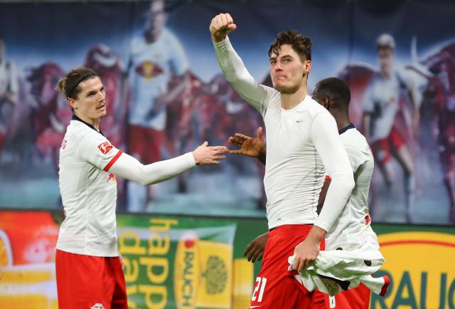 Patrik Schick celebrates a goal.