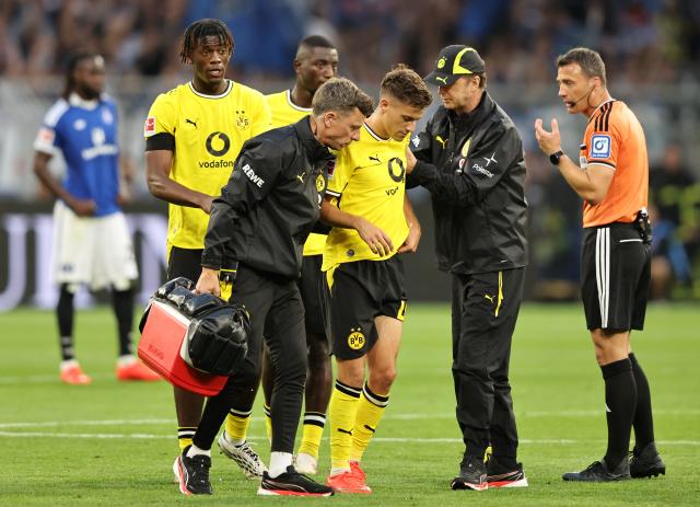 Giannis Konstantelias after his injury against HSV.