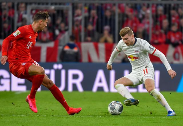 Timo Werner (right) missed some big chances against Bayern München.