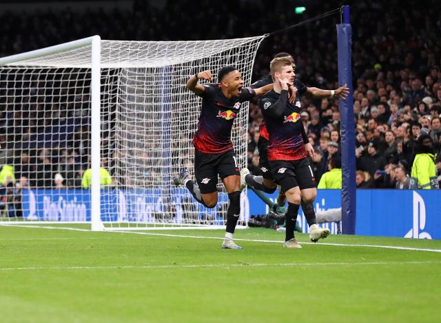 Timo Werner celebrates his goal against Tottenham.