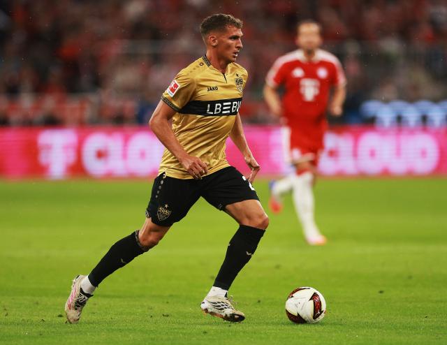 Grischa Prömel playing for VfB Stuttgart against FC Bayern Munich on 28 August.