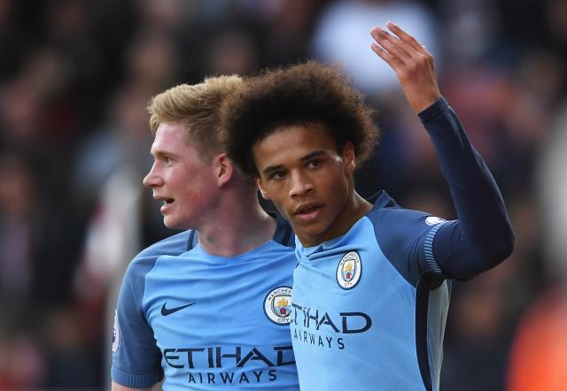 Kevin De Bruyne and Leroy Sané for Manchester City in 2017.