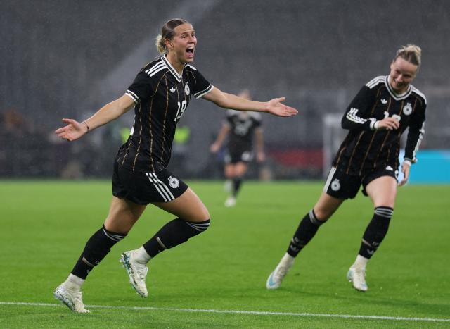 Klara Buhl of Germany celebrates scoring her team’s second goal.