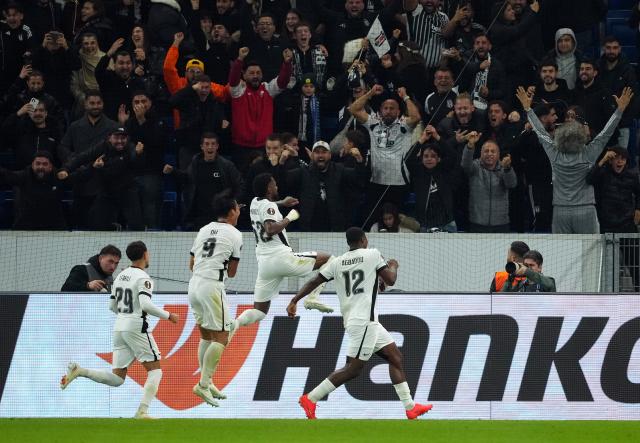 Michael Murillo celebrates Bestiktas’ goal 
