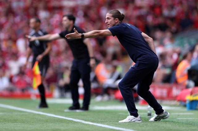 Filipe Luis on the touchline as Monaco boss vs Liverpool.