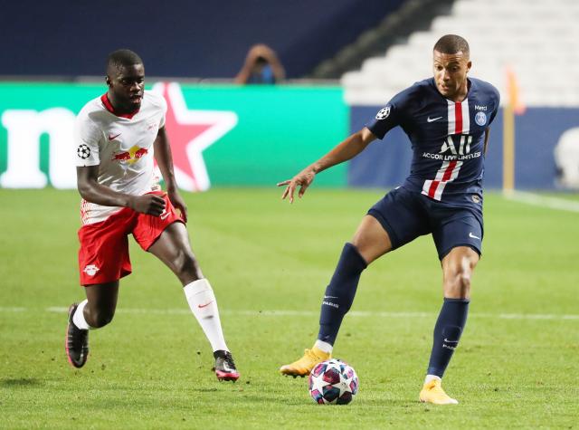 Dayot Upamecano and Kylian Mbappé.