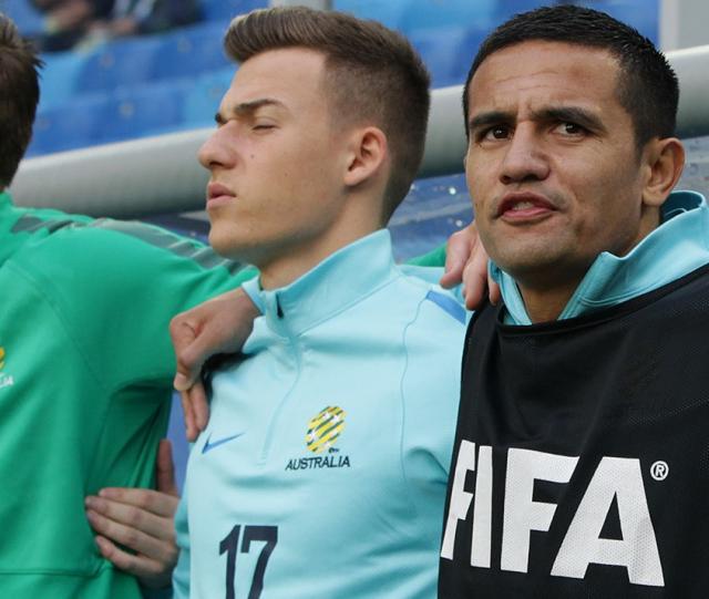 Ajdin Hrustic (left) and Tim Cahill (right).