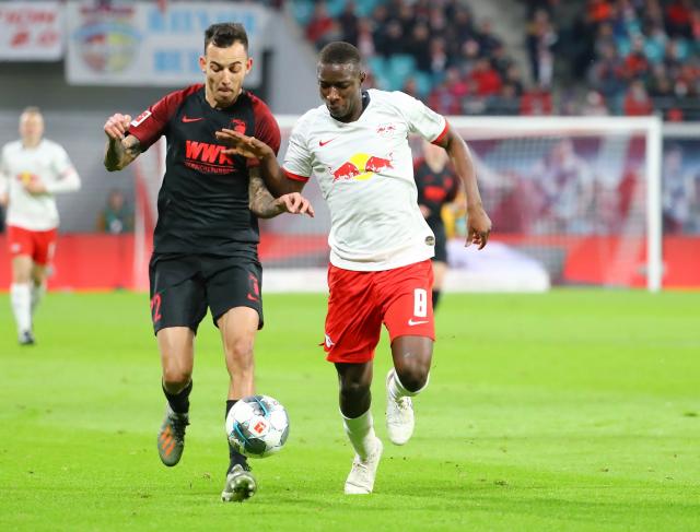 Second-placed Augsburg take on league leaders RB Leipzig on Saturday.