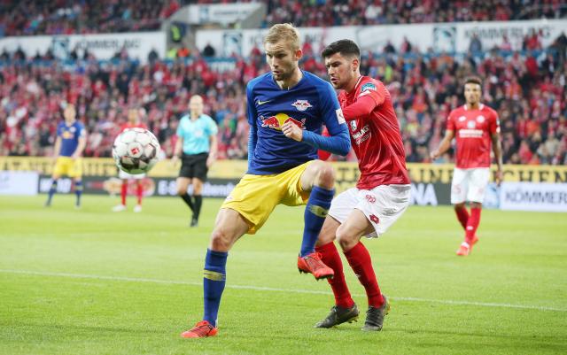 RB Leipzig's Konrad Laimer (left) bagged a brace against Dortmund.