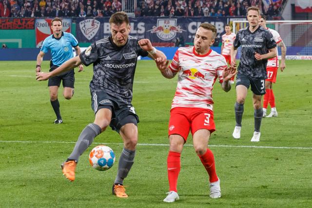 Angelino (right) is currently on loan at Hoffenheim.