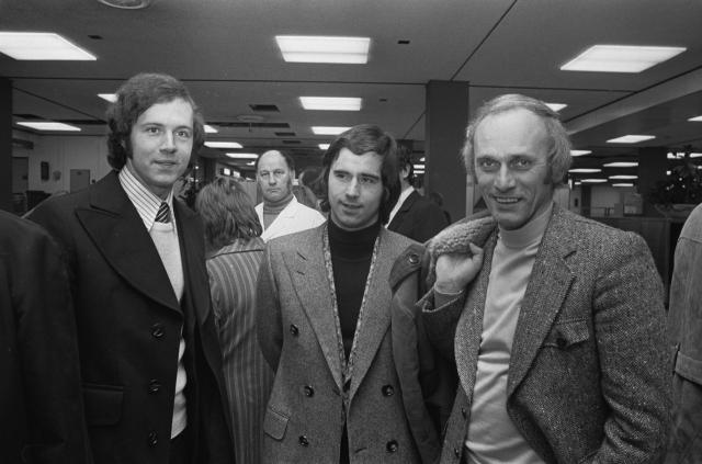 Franz Beckenbauer (left), Gerd Müller (middle) and Udo Lattek (right).