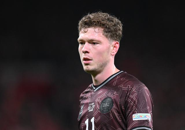 Andreas Skov Olsen in action for Denmark.