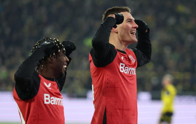 Patrick Shick and Jeremie Frimpong celebrate scoring the early 2-0 on Friday night. 